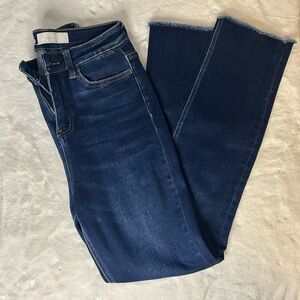Vervet High Rise Slim Straight Jeans Raw Hem Dark Wash Women’s 25